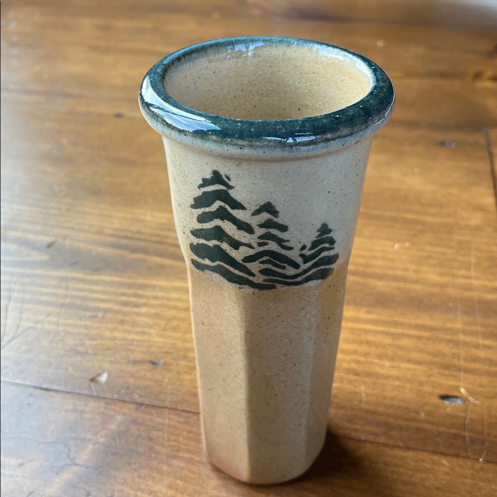 Monroe Salt Works Stoneware 8” Pine Trees Pottery Vase